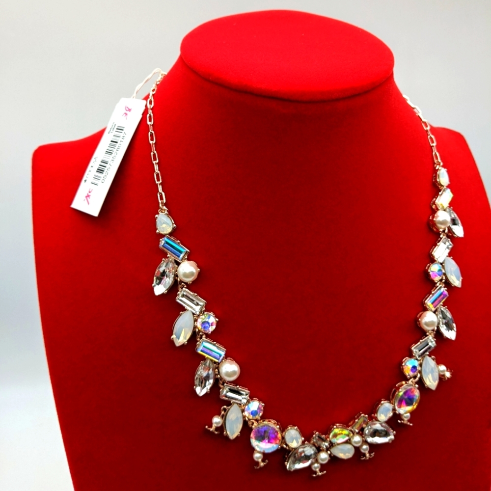 Betsy Johnson Pearl and Crystal Rhinestone Necklace